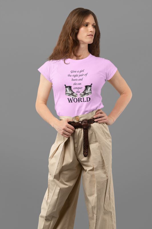 Dr Marten's Inspired pink 'Conquer the World' T-Shirt